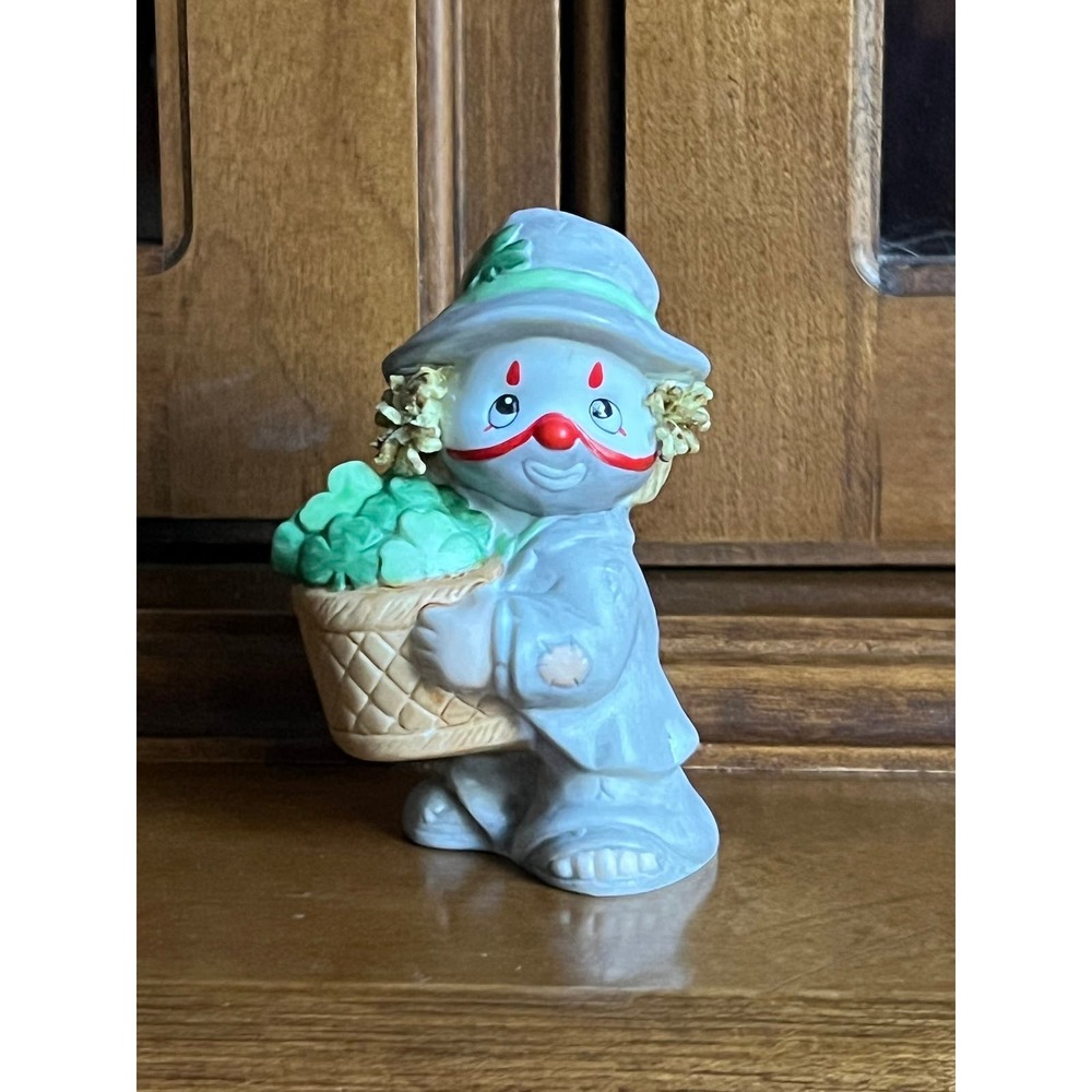 Vintage Li'l Vagabond Clown with Shamrocks Basket of Shamrocks